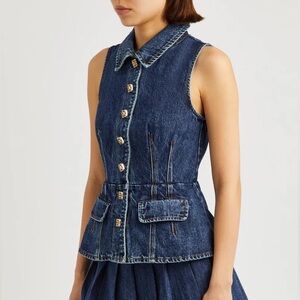 Sleeveless Denim Button-Up Top. Size 0. NWT.